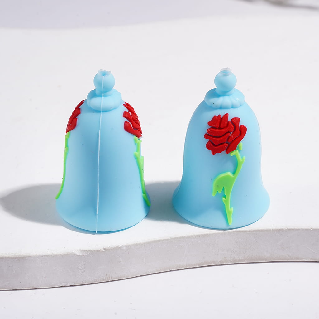 3D Silicone Focal Beads Rose Flower on Bell Butterfly Green Caterpillar
