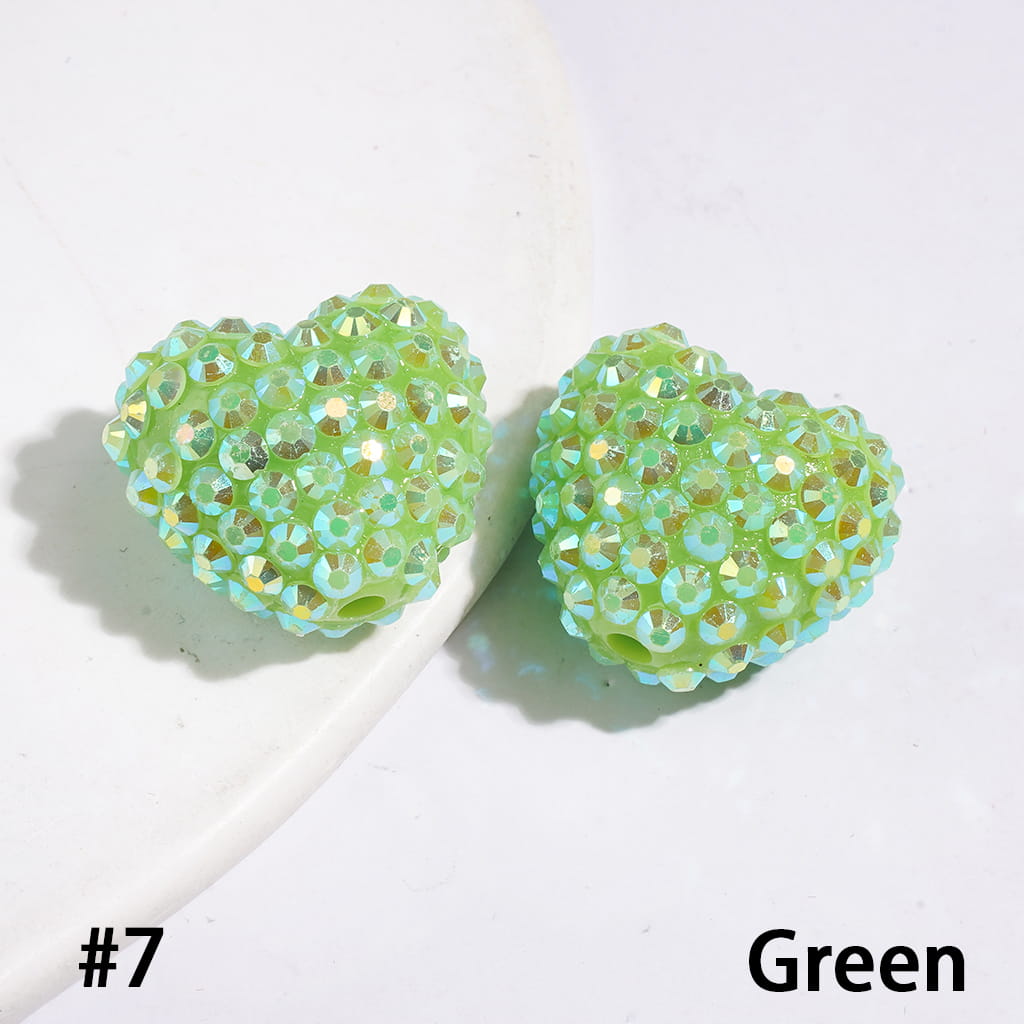 Acrylic Beads Heart with Bling Bling AB Rhinestones, 20*23MM, Multi-Color