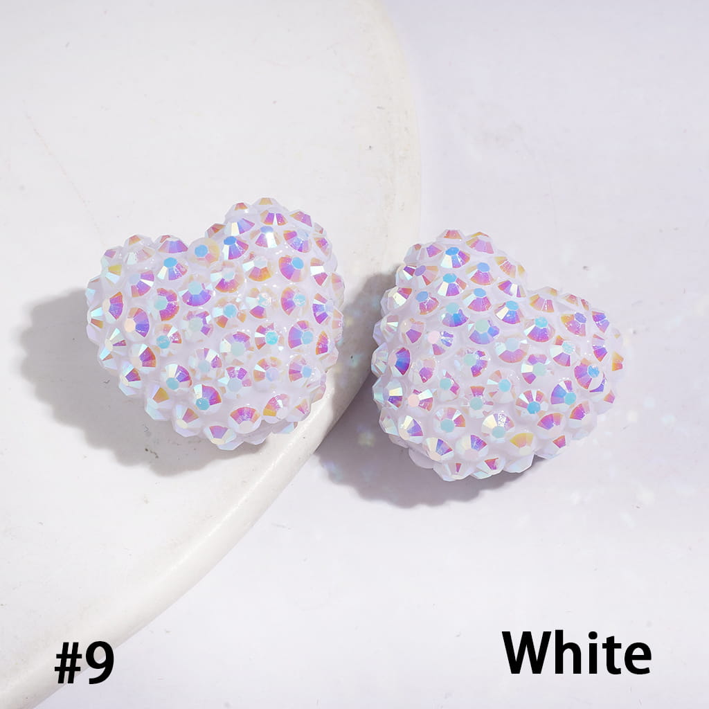 Acrylic Beads Heart with Bling Bling AB Rhinestones, 20*23MM, Multi-Color