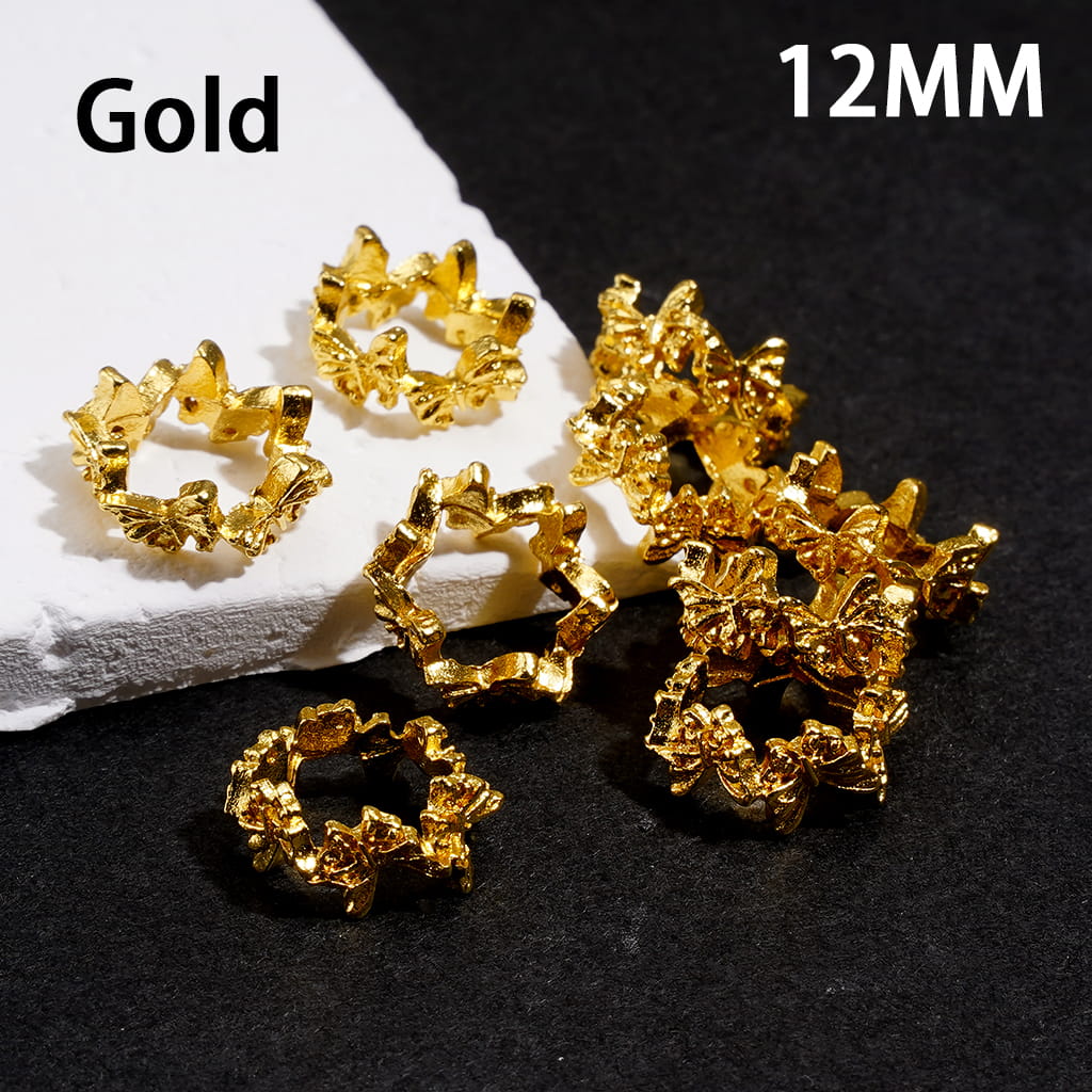 Linked Butterflies Metal Spacer Beads, 12MM, Gold & Silver & Black