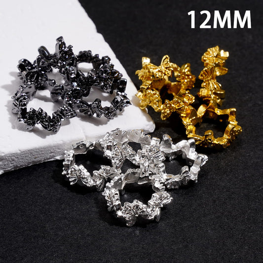 Butterfly Link Metal Spacer Beads, Hollow Round Design, 12MM, Gold, Silver & Black