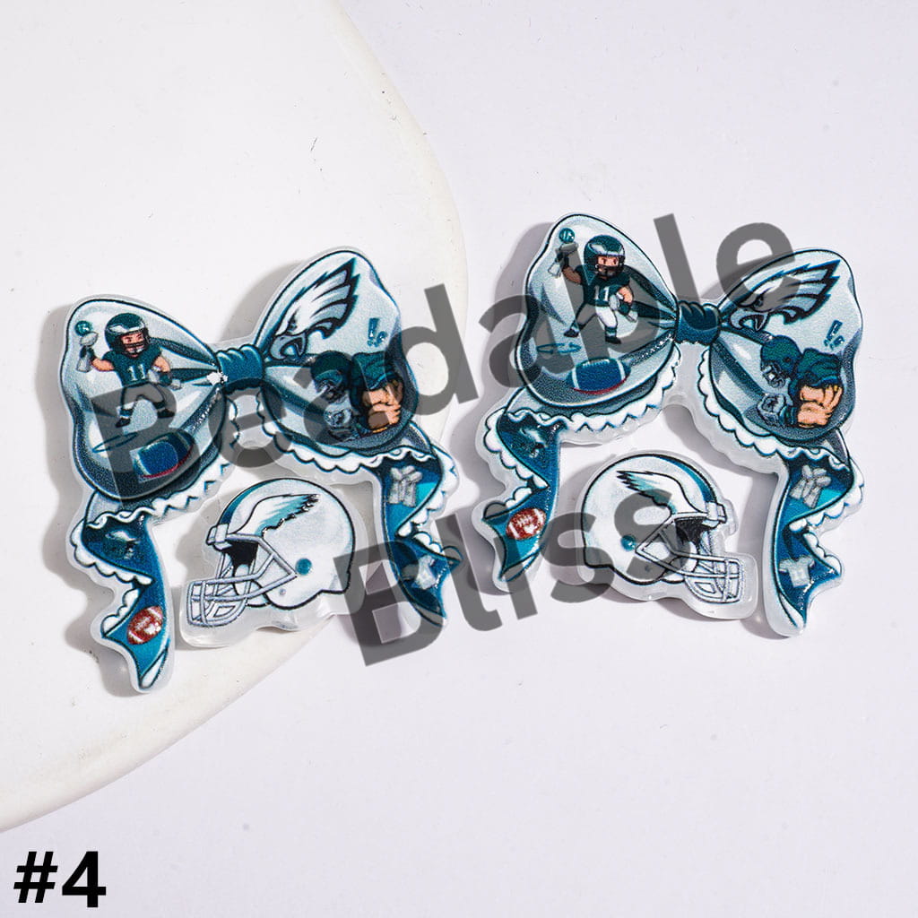 Acrylic Beads American Football Team Series, Bowtie Bowknot and Helmet Collection Set (Update Others Style Later)