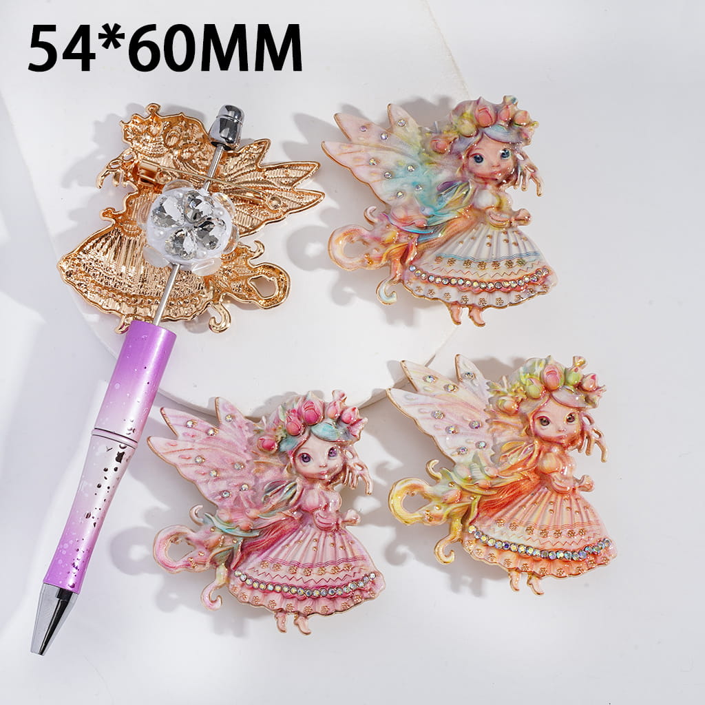 Enchanted Flower Crowned Fairy Clay Bead with White Pearls & Clear Rhinestones 54*60MM