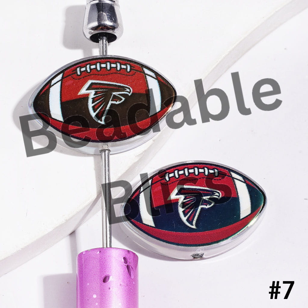 American Football Shape UV Coating Acrylic Beads, Assorted Team, 20*29MM