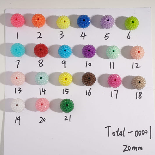 Cute Jelly Color Rhinestones Acrylic Beads, 20MM