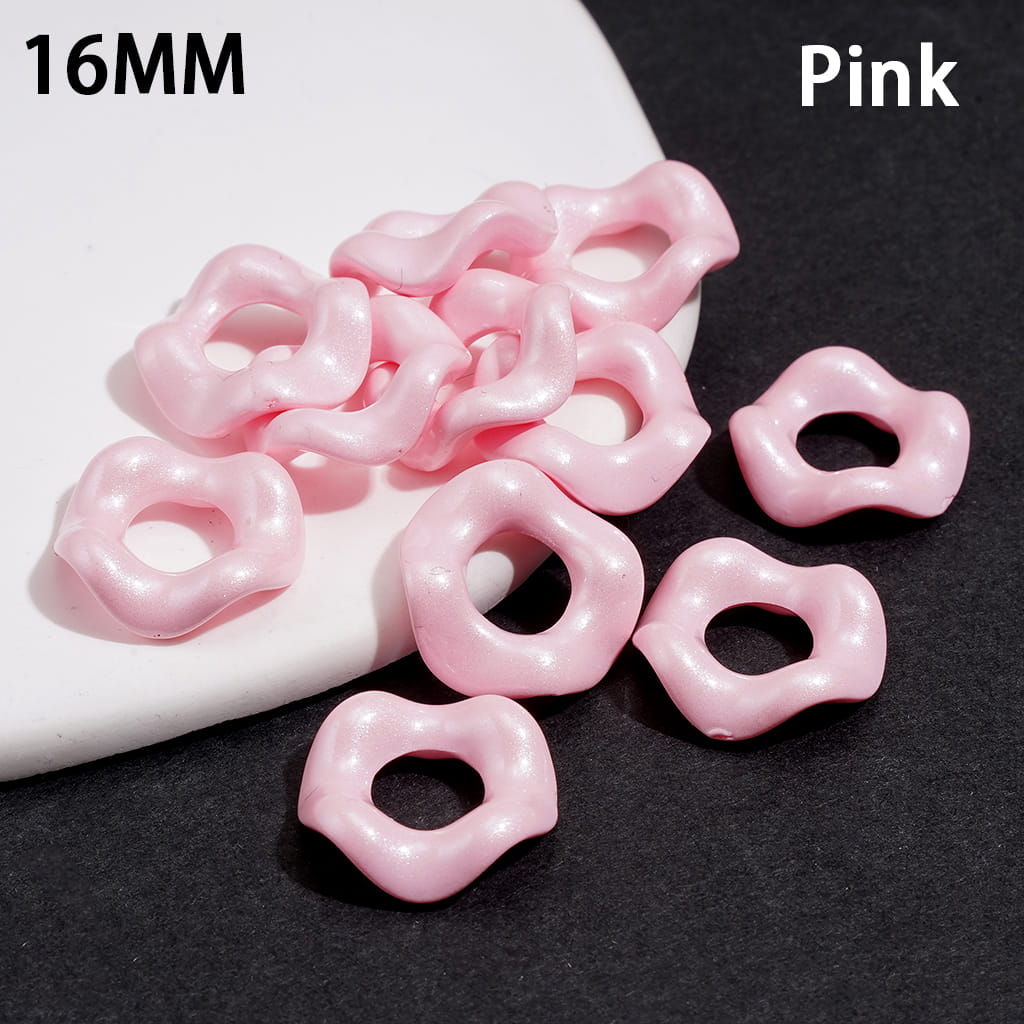 Pastel Pearlized Wavy Loop Acrylic Spacer Beads with Pearl Finish, 16MM, Assorted Colors
