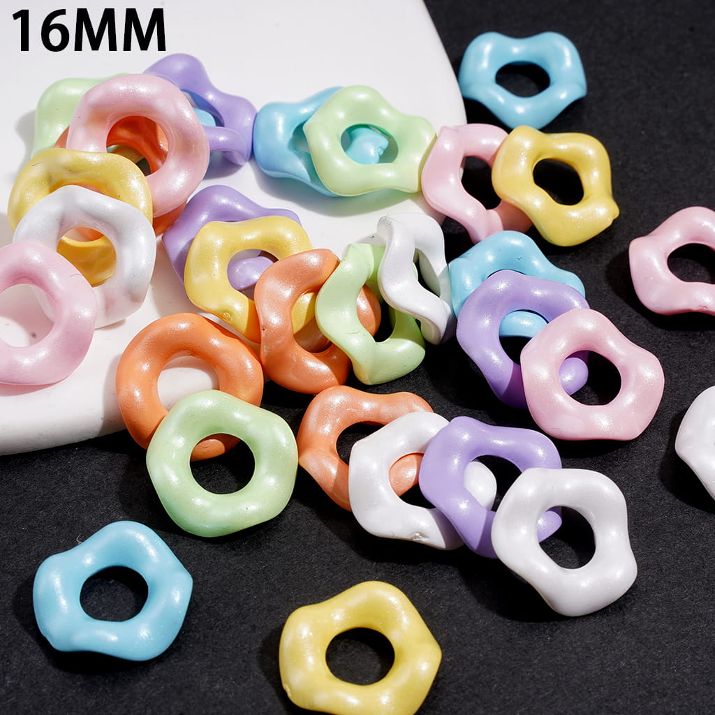 Pastel Pearlized Wavy Loop Acrylic Spacer Beads with Pearl Finish, 16MM, Assorted Colors