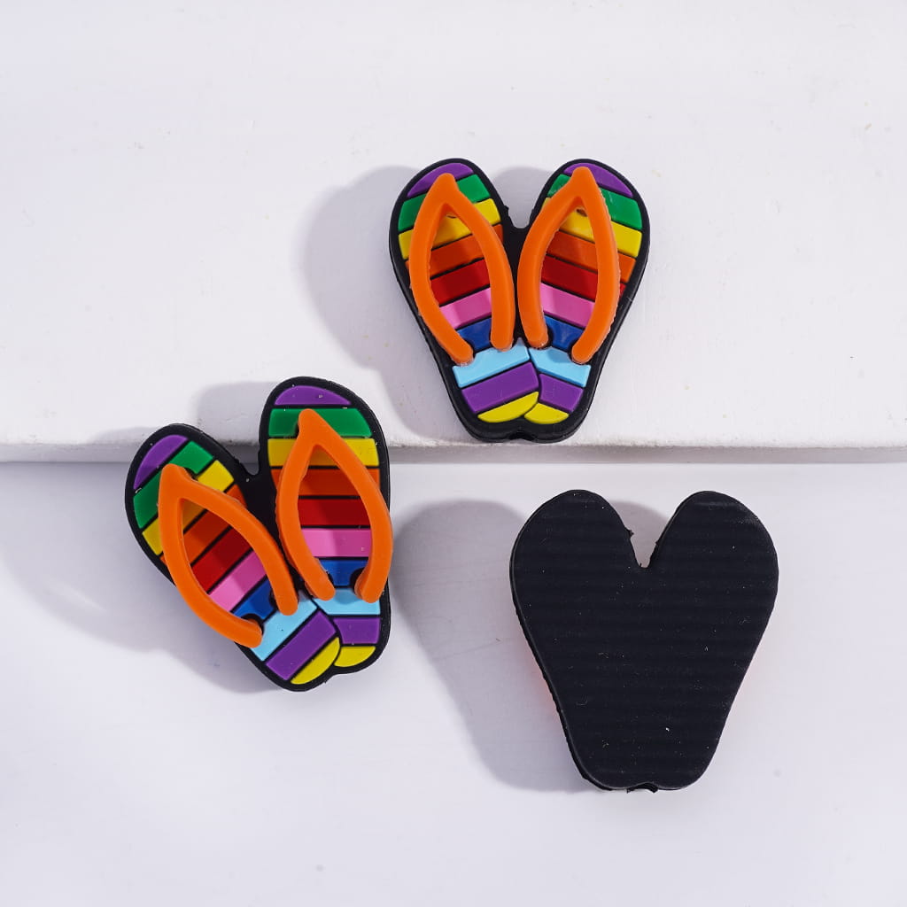 Hawaiian Style Striped Flip‑Flop Silicone Focal Beads