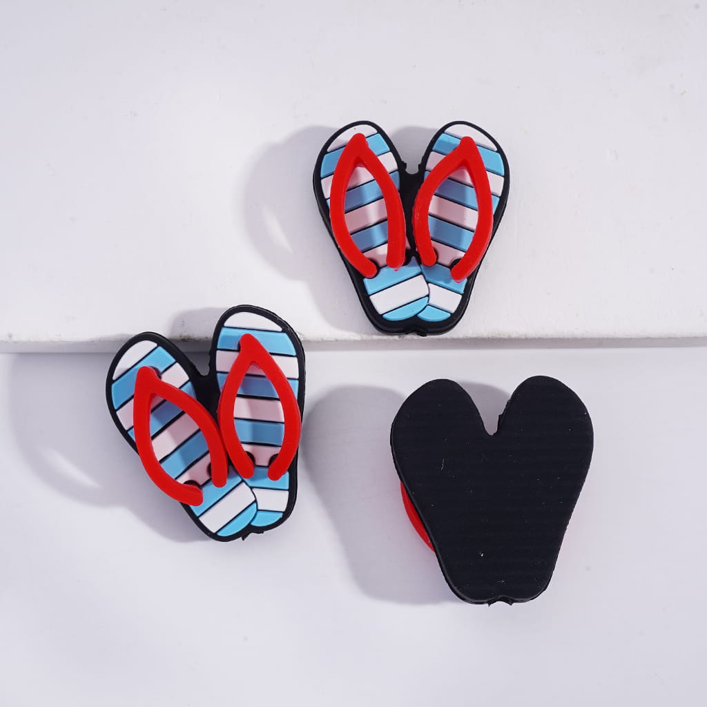 Hawaiian Style Striped Flip‑Flop Silicone Focal Beads