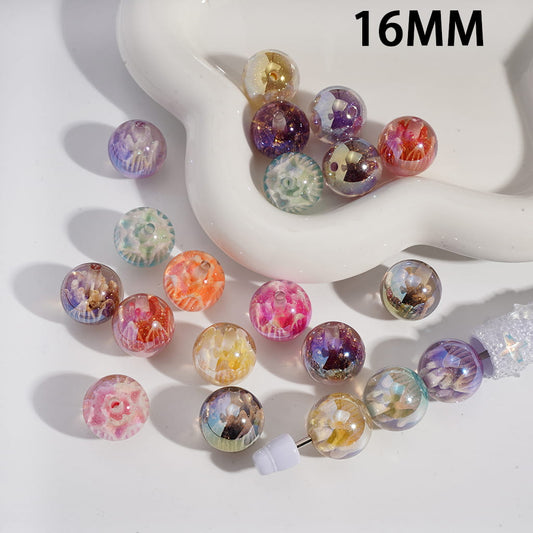UV Coated Lotus Flower Glitter Acrylic Bracelet Beads 16MM Random Mix