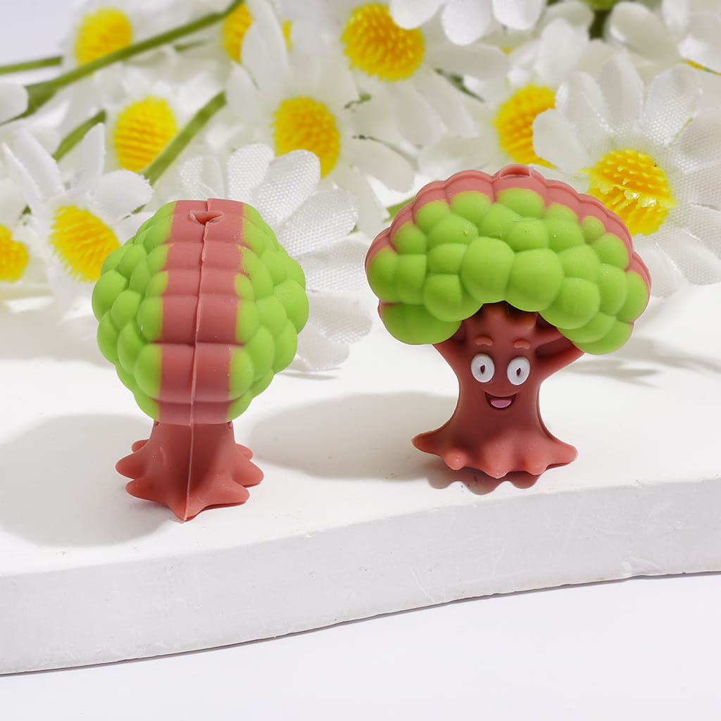 3D Tree, Log & Flower Pot Designs, Mini Plant Garden Theme Silicone Focal Beads