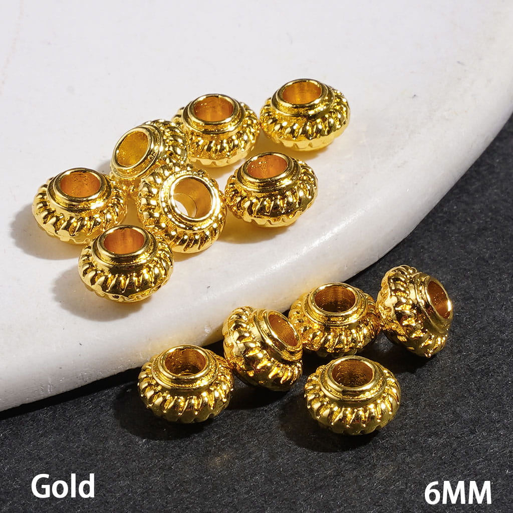 Mini Lattern Shaped Metal Beads, 6MM, Gold and Silver, Jewelry Accessories (It's a Little Hard To Stick Into the Pen Pole)