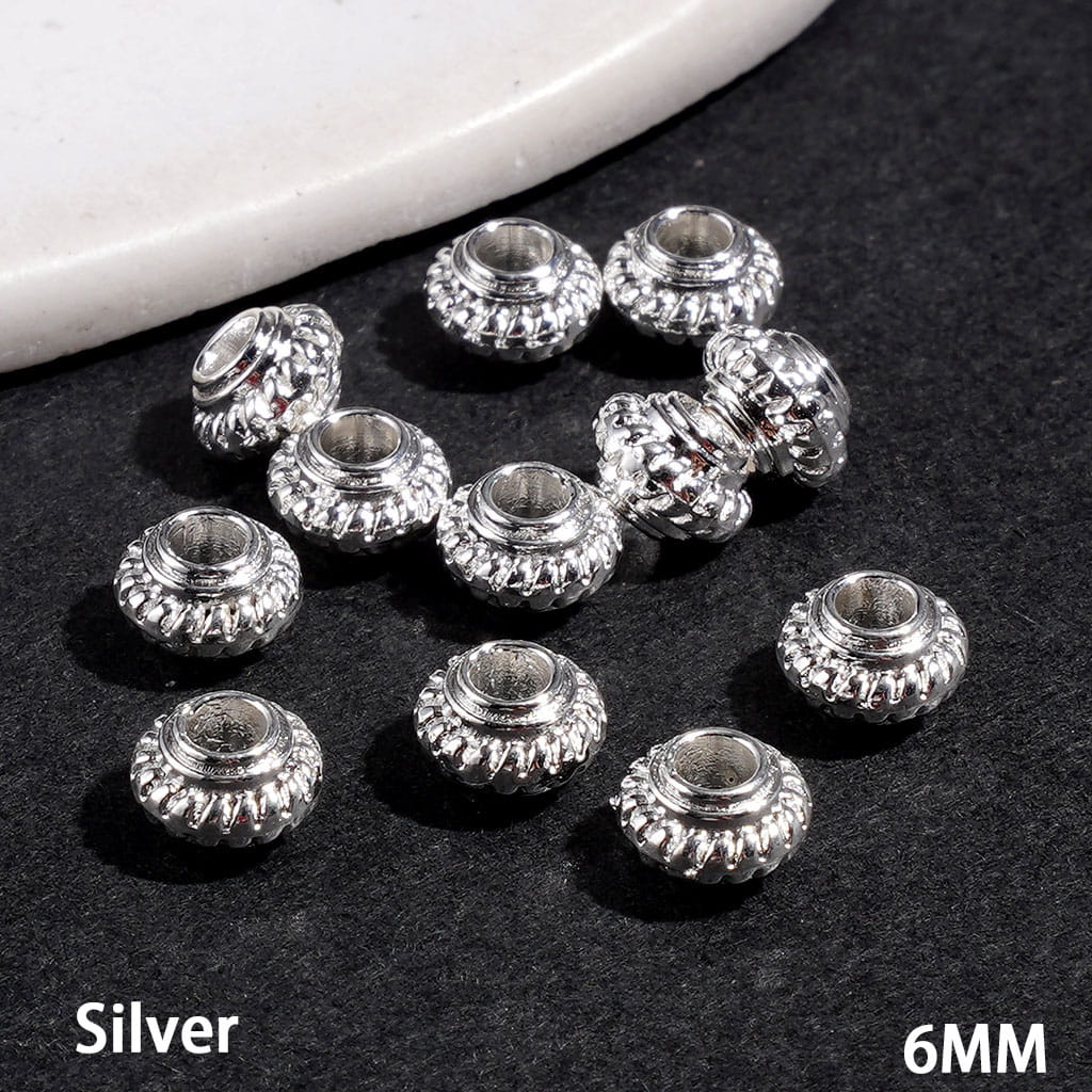 Mini Lattern Shaped Metal Beads, 6MM, Gold and Silver, Jewelry Accessories (It's a Little Hard To Stick Into the Pen Pole)