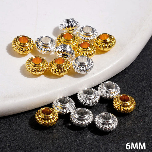 Charming Tiny Lantern-Style Metal Beads, 6MM, Gold and Silver, Jewelry Accessories (It's a Little Hard To Stick Into the Pen Pole)