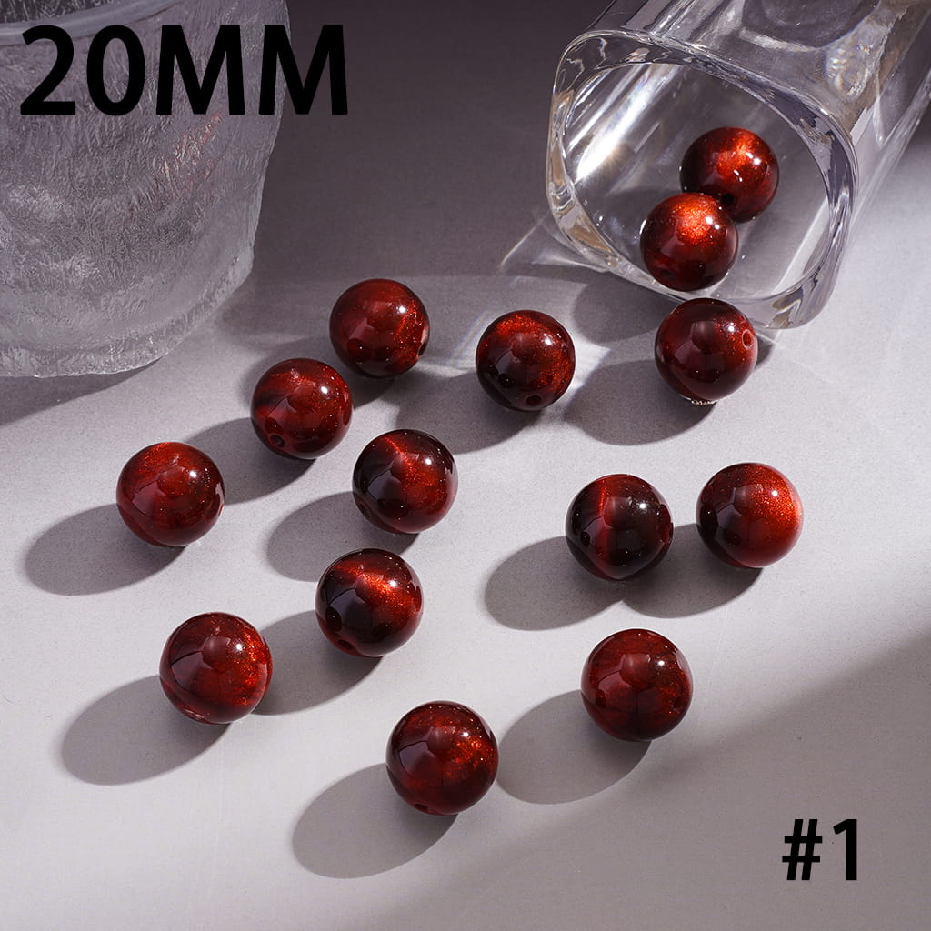 Cat Eye Style and Glitter Effect Multi-Color Round Acrylic Beads for Bracelets 20MM