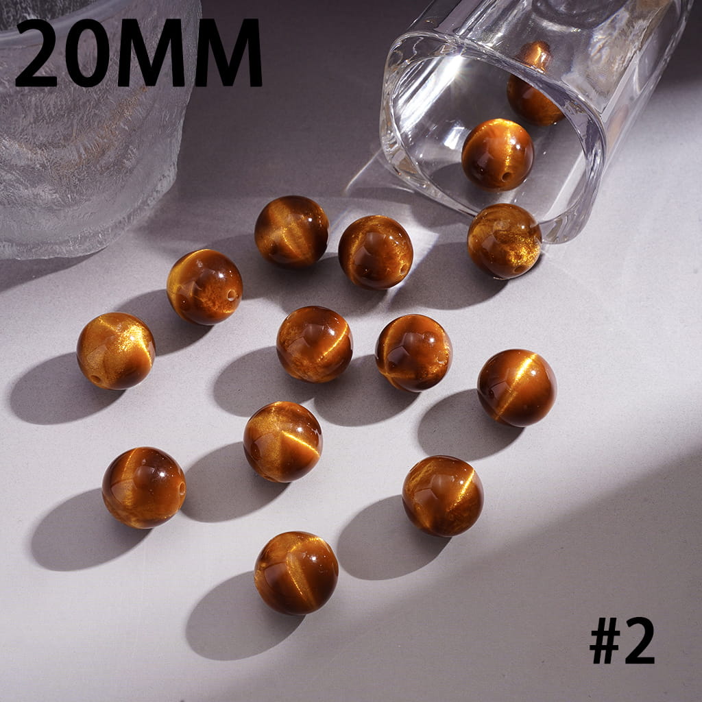 Cat Eye Style and Glitter Effect Multi-Color Round Acrylic Beads for Bracelets 20MM