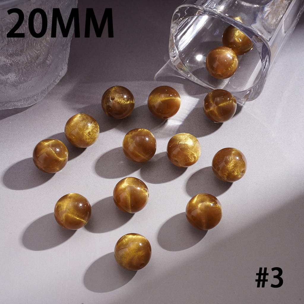 Cat Eye Style and Glitter Effect Multi-Color Round Acrylic Beads for Bracelets 20MM
