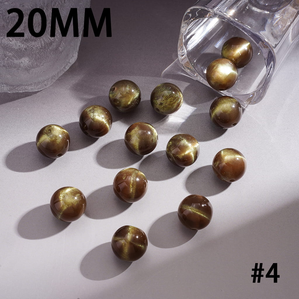 Cat Eye Style and Glitter Effect Multi-Color Round Acrylic Beads for Bracelets 20MM