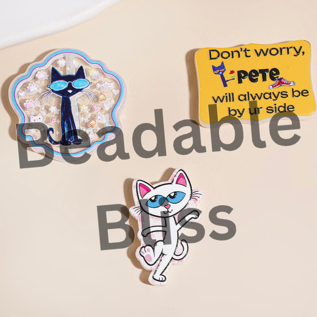 Classic Sketchbook Style Cute Kitten Series Acrylic Beads, Random Mix