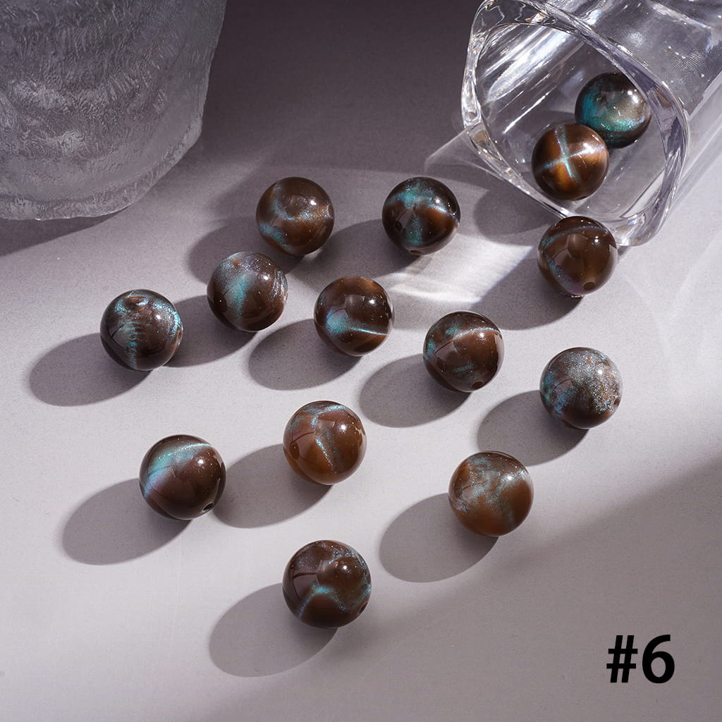 Glitter Cat Eye Acrylic Beads for Bracelets 16 mm