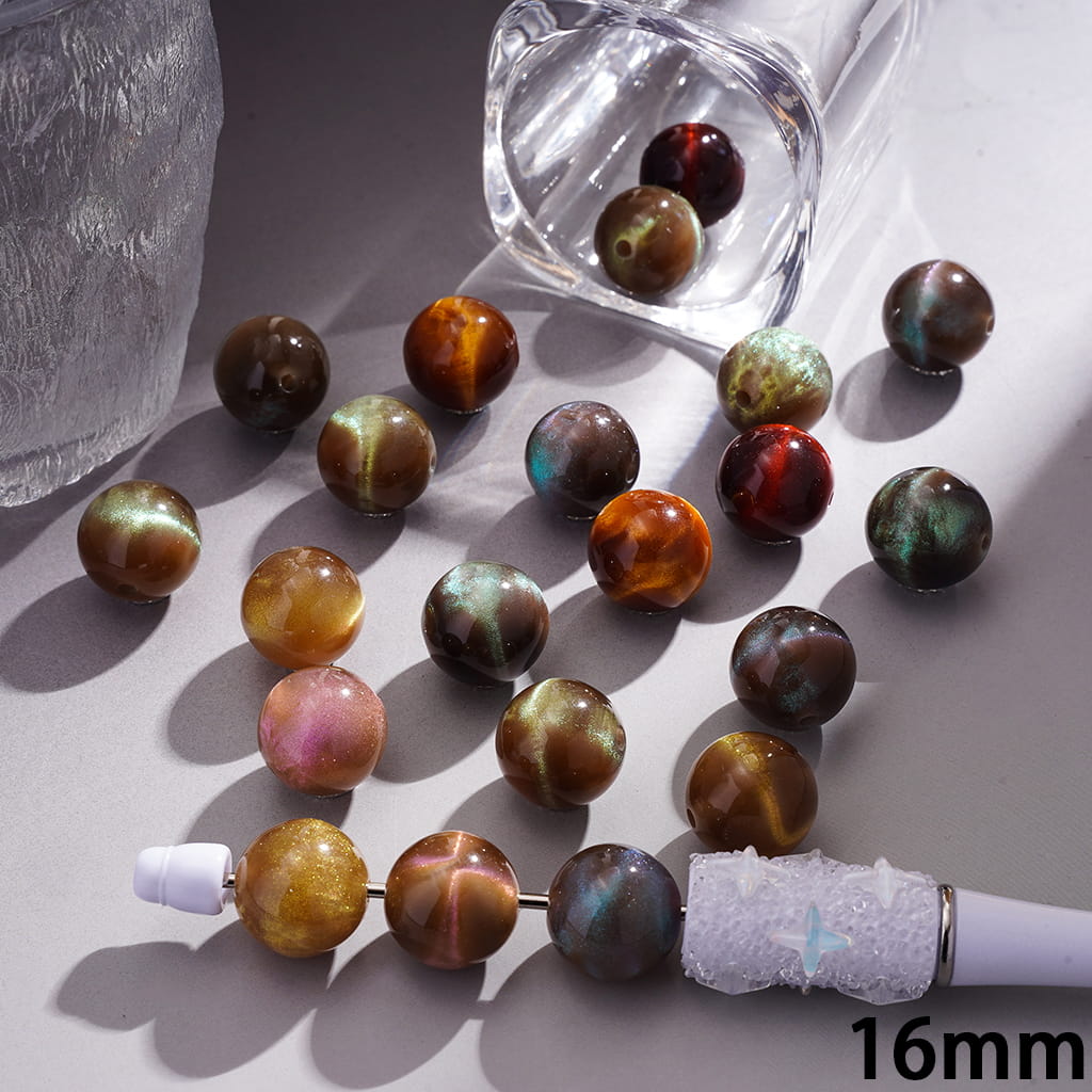 Glitter Cat Eye Acrylic Beads for Bracelets 16 mm