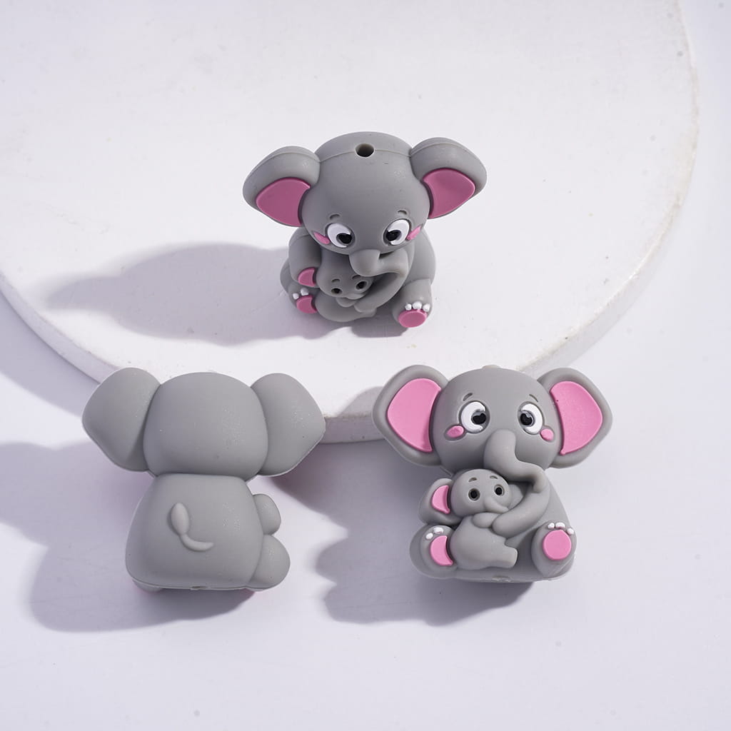 3D Mom & Baby Animal Series Mother’s Day Theme Silicone Focal Beads