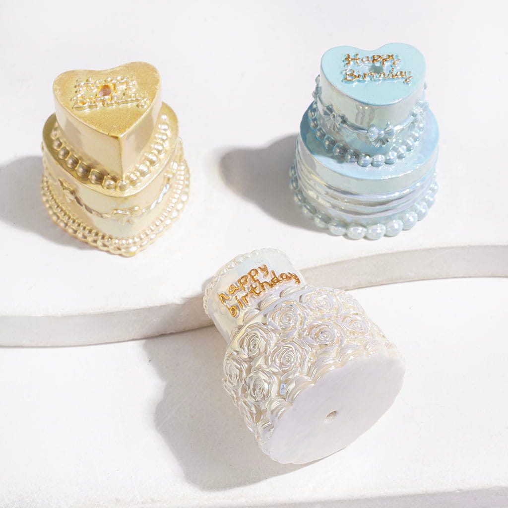 UV-Coated Colorful Sweet Cream Cake Assorted Design Acrylic Beads, Random Mix
