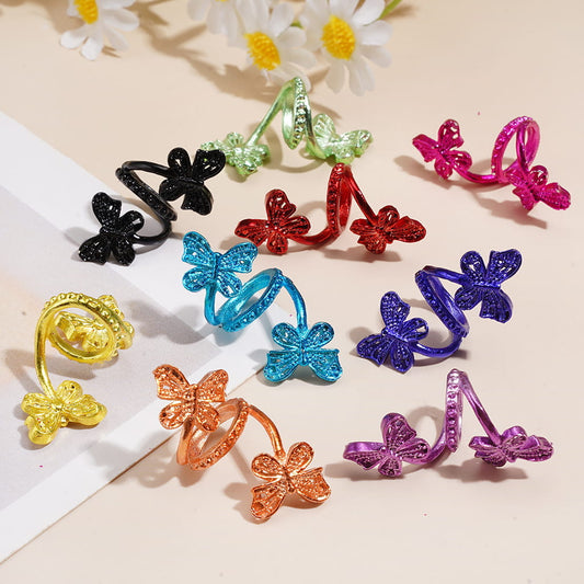 Multi-Color Cute Mini Butterfly Design Trendy Twisted Spiral Metal Beads, Large Hole Jewelry Accessories