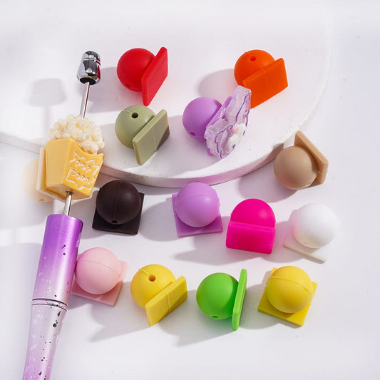 Flat‑Back Solid Silicone Attachment for Beadable Pen Customization (Please Read Description)
