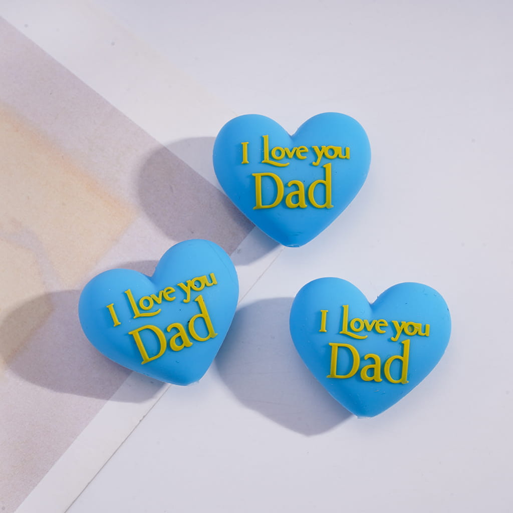 3D Happy Dad Father’s Day Theme Series Heart Shape Silicone Focal Beads
