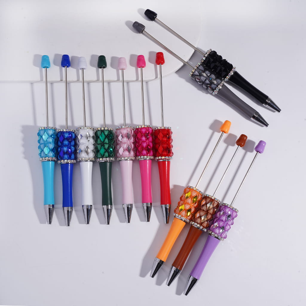 Glittery Hearts and Rhombus Multi-Color AB Rhinestone Chains Beadable Pens