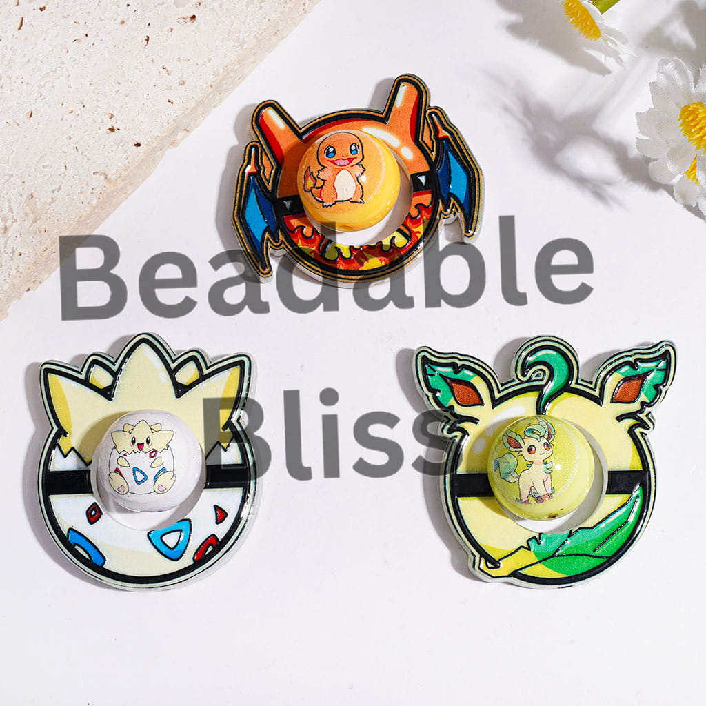 Small Monster Character Series Acrylic Beads Magic Egg Shape Frame and Round Beads, Random Mix (Please Read the Description)