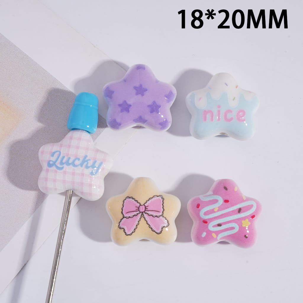 Sweet Style Acrylic Five Pointed Star Beads, 18*20MM Random Mix