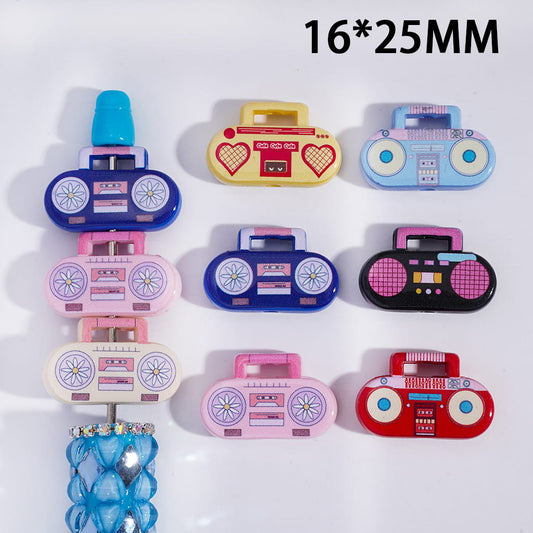Mini Cute Radio Series Acrylic Beads, 16*25MM Random Mix
