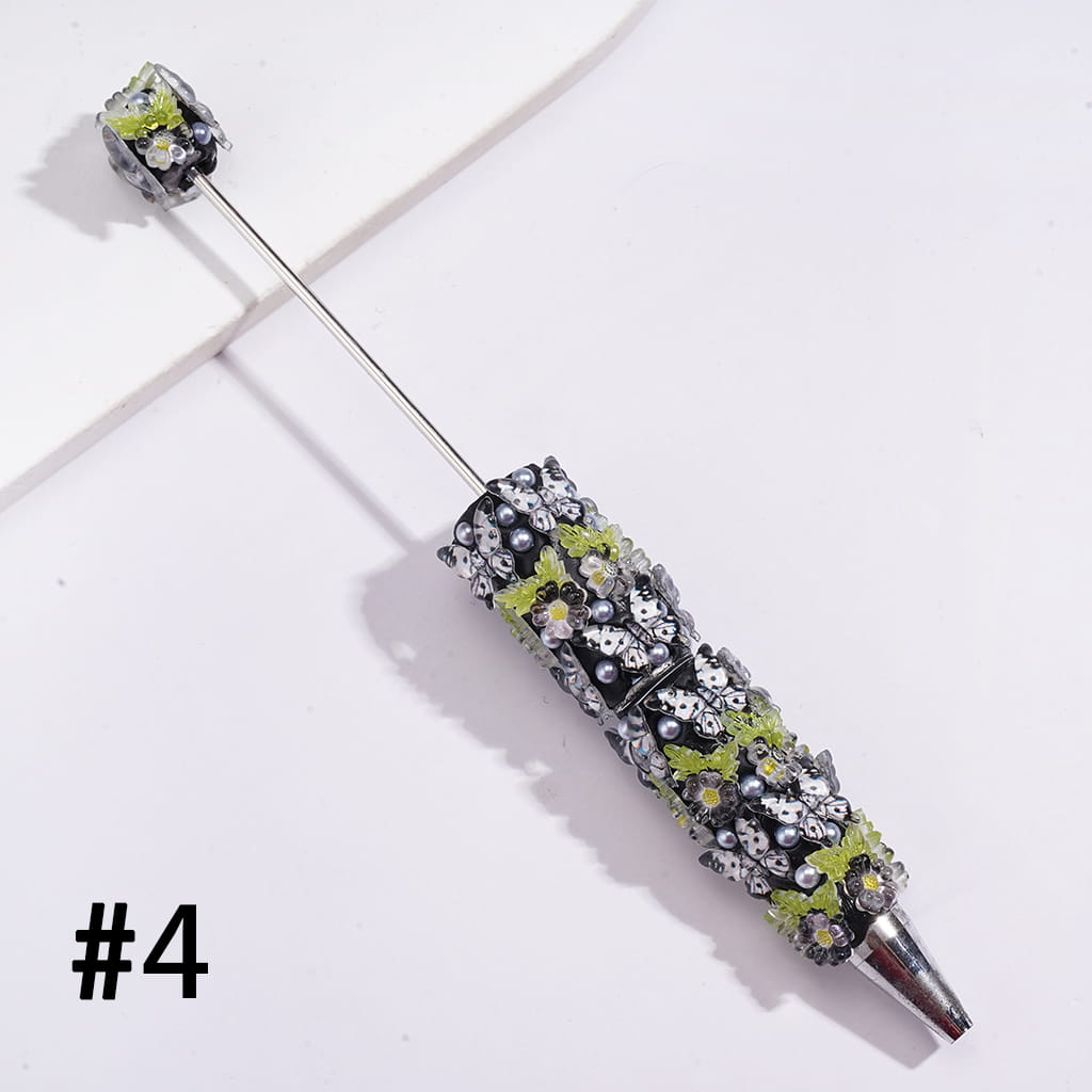 Cute Mini Butterfly Beadable Pens with Mini Flower Embellishments, Pearl Accents & Clear Rhinestone Chains, Multi-Color