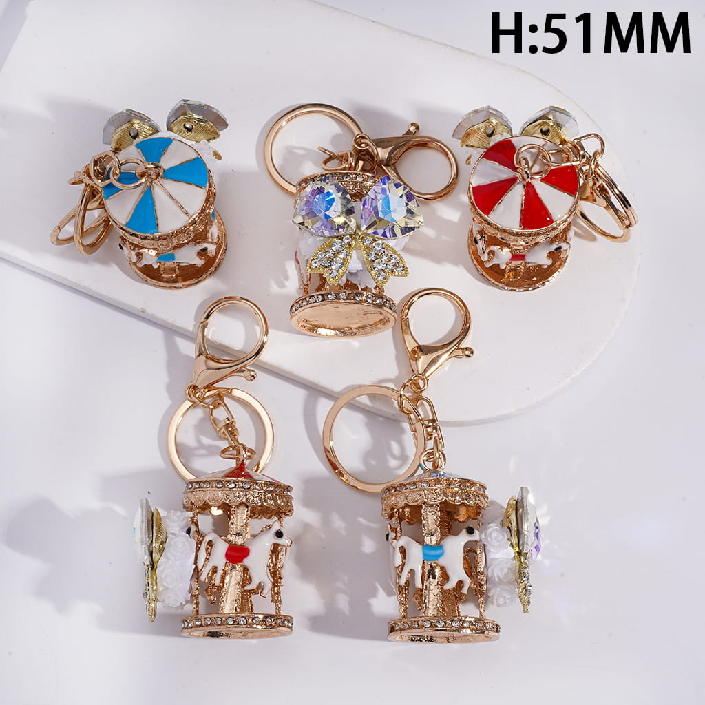 Decorative keychains shaped like carousel horses on a white background with dimensions H:51MM.