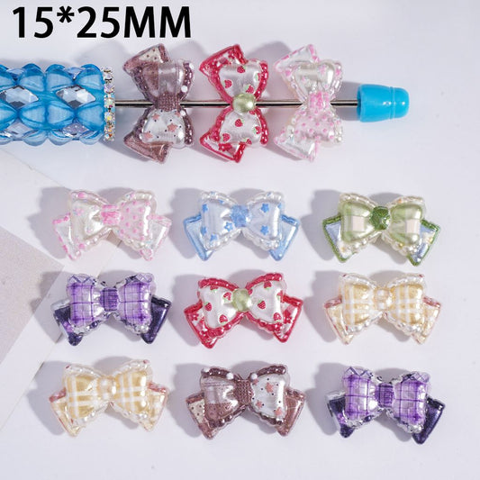Cute Candy Color Bow Shape Acrylic Beads 15*25mm Random Mix
