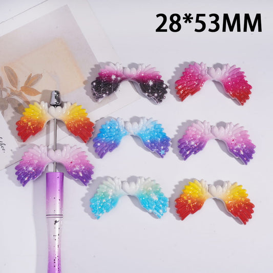 Ombre Double Color Angel's Wings Acrylic Beads, 28*53MM, Random Mix