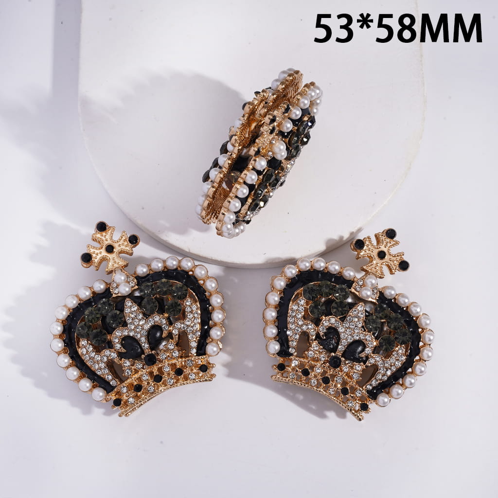 Alloy Crown White Pearls & Rhinestones Clay Bead 53*58MM (It's a little hard to stick in to the pen pole)