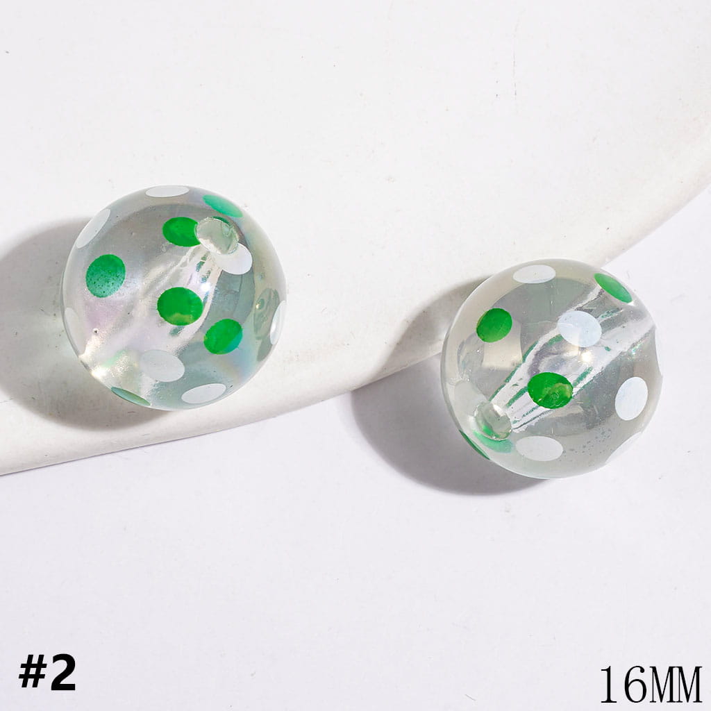 Festive Christmas Red, White & Green Polka Dot Clear Acrylic Beads for DIY Bracelets & Necklaces, Three Styles, Random Mix