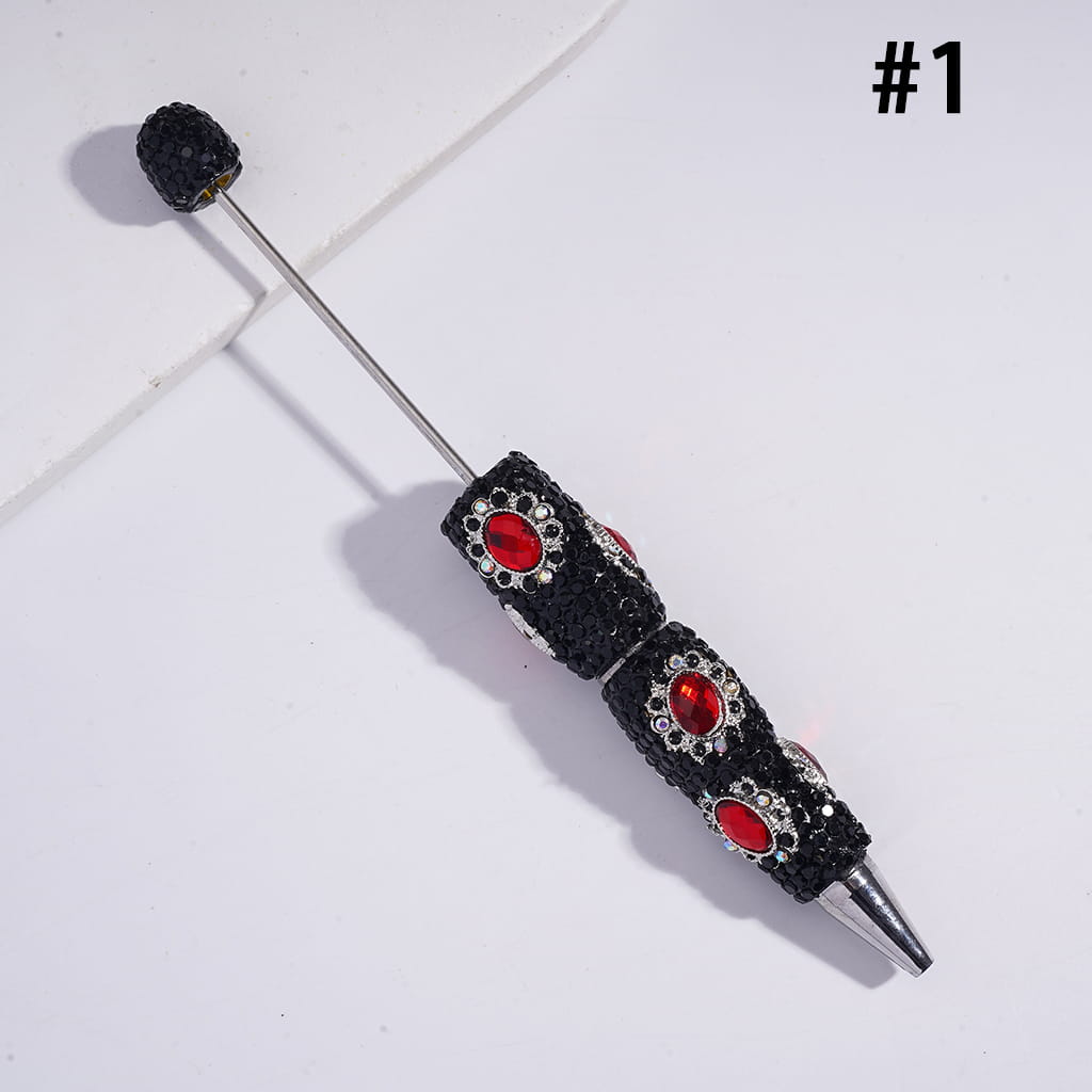 Silver Color Metal Mirror Shape Rhinestones Covered Beadable Clay Pen