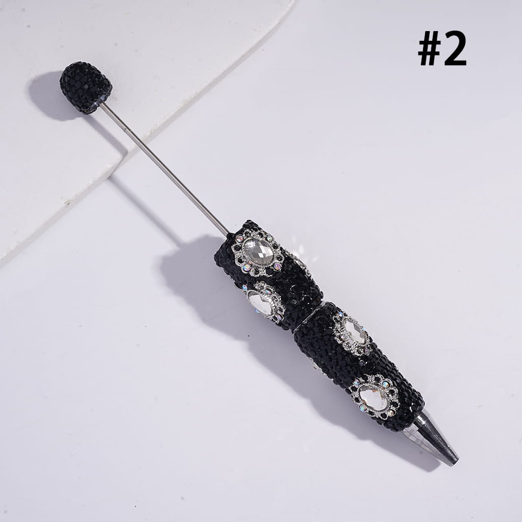 Silver Color Metal Mirror Shape Rhinestones Covered Beadable Clay Pen