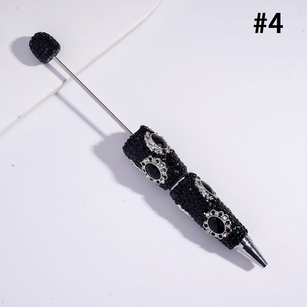 Silver Color Metal Mirror Shape Rhinestones Covered Beadable Clay Pen