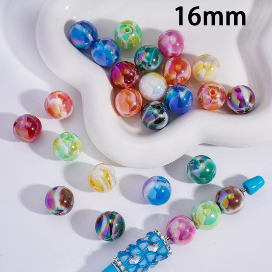 UV Coated Abstract Gradient Mixed Color Acrylic Beads 16MM
