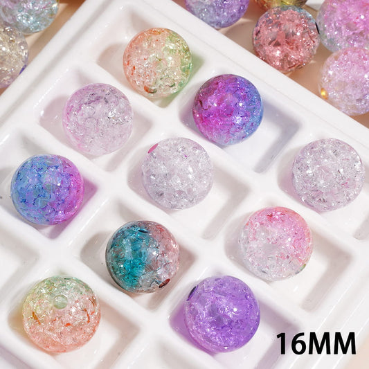 Transparent Ombre Color & Two Tone Crackle Round Acrylic Beads for Bracelets, Multi-Color Random Mix