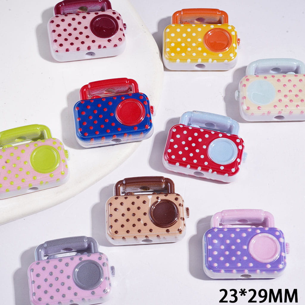 Acrylic Beads Radio Series with Polka Dots, 23*29MM Multi-Color Random Mix