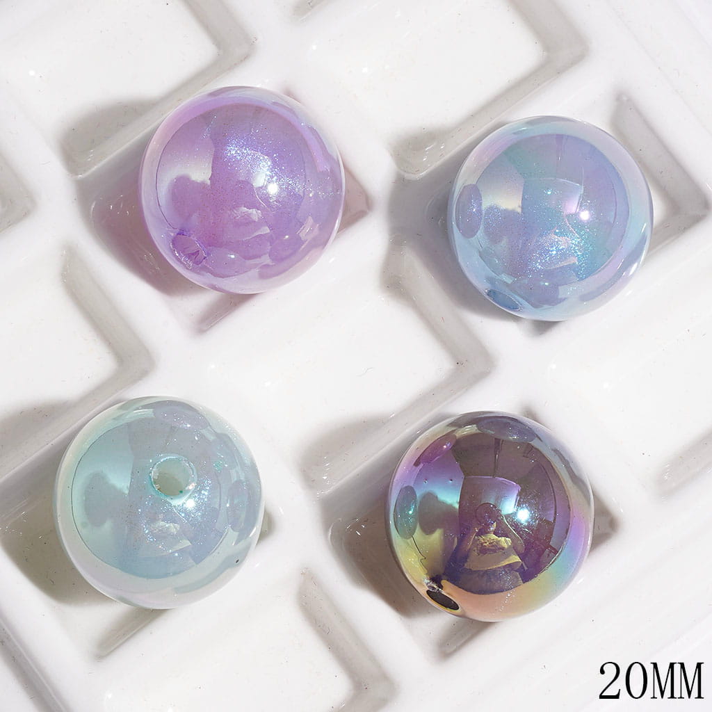 UV-Coated Sparkling Jelly Color with Glitter Round Acrylic Beads for DIY Bracelets & Jewelry Accessories, 20MM, Random Mix