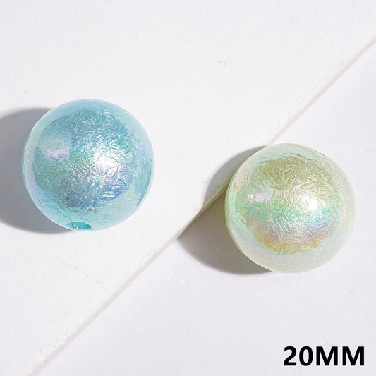 UV-Coated Elegant Pearlized Finish Wrinkled Texture Round Acrylic Beads for Bracelets, 20MM, Assorted Colors, Random Mix
