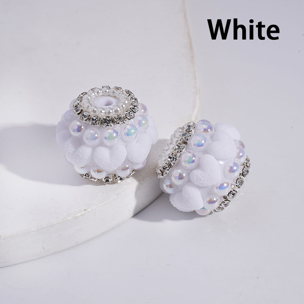 UV Coating Half-Shell Pearls, Clear Rhinestone Chains, with Grainy Hearts Grainy Hearts Multi-Color Acrylic Beads 20MM