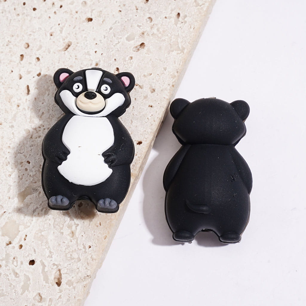 3D Cute Lovely Four-Legged Walking Forest Animal Deer, Bear, Tiger & Bull Silicone Focal Beads, Multi-Style Random Mix
